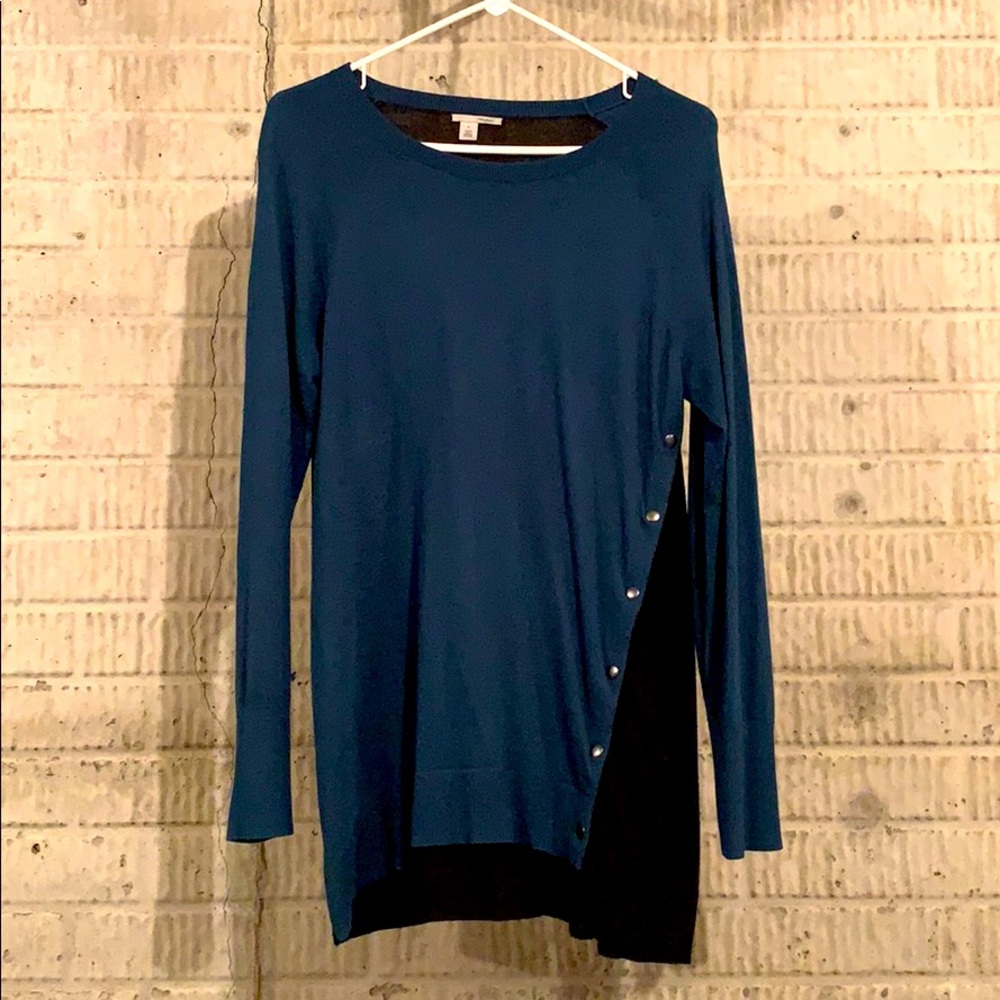 Halogen Asymmetrical Button Sweater Tunic